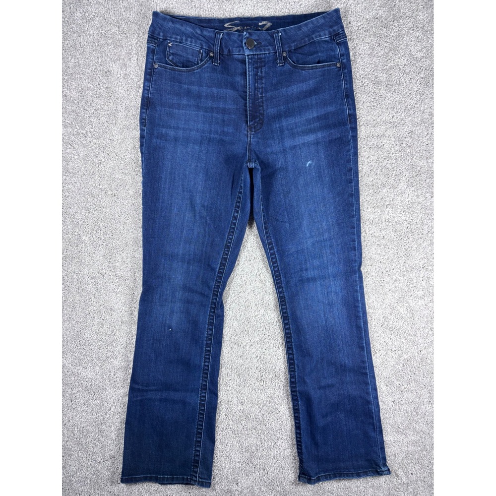 SEVEN7 Tummyless High Rise Bootcut Jeans Women Size 14 Blue‎ Cotton Blend